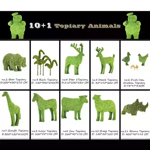 10 plus 1 Topiary  Animals