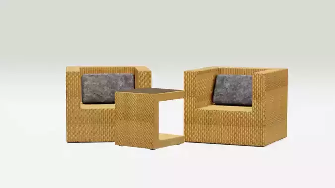 Rattan Garden Furniture Set 3D model