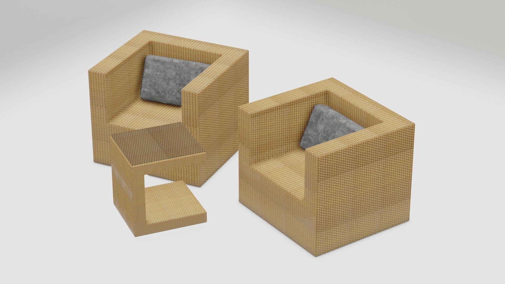 Rattan Garden Furniture Set 3D model 3D model_1