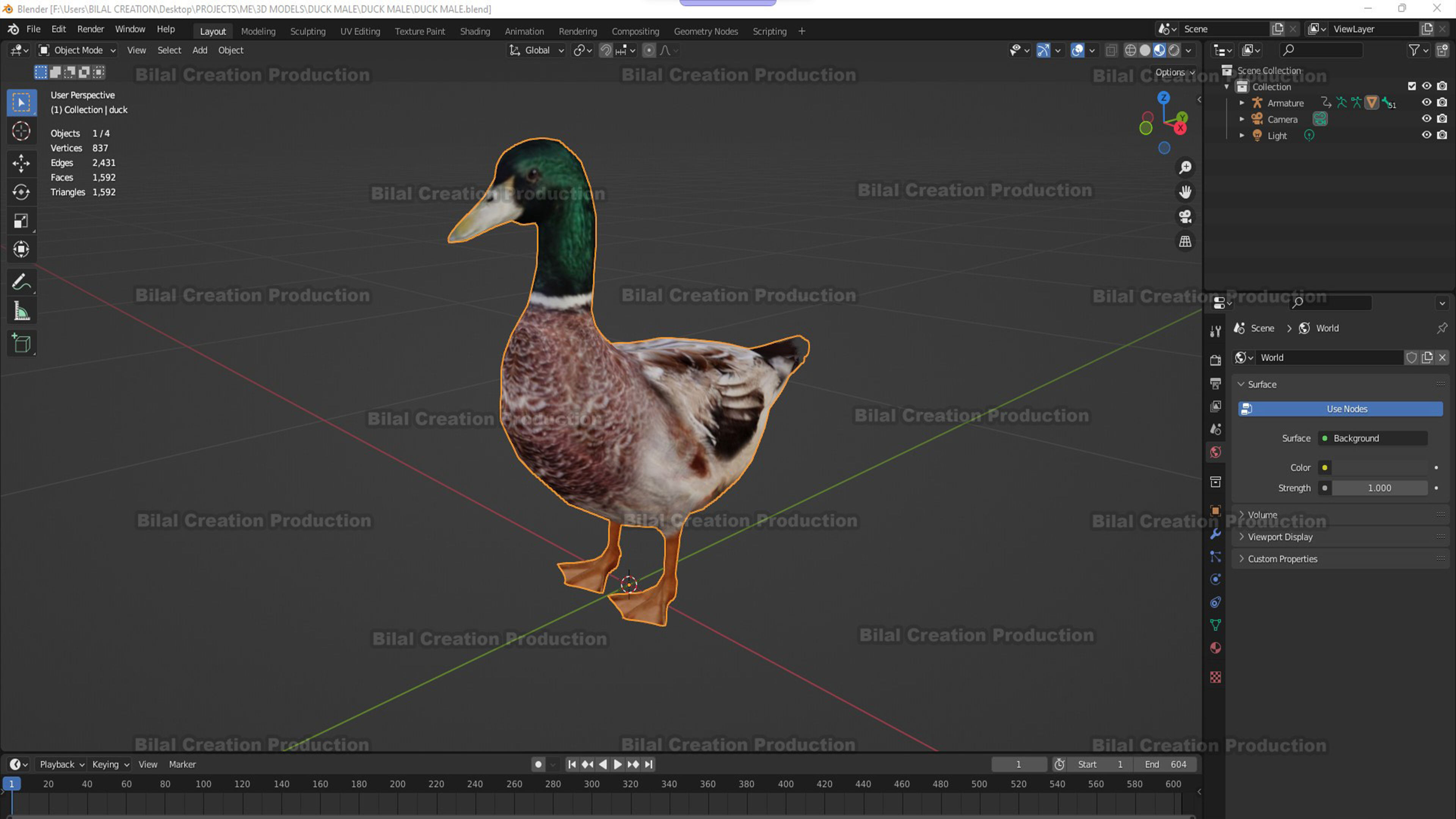 DUCK MALE ANIMATED Low-poly 3D model_15