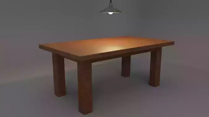 Wooden table with lamp