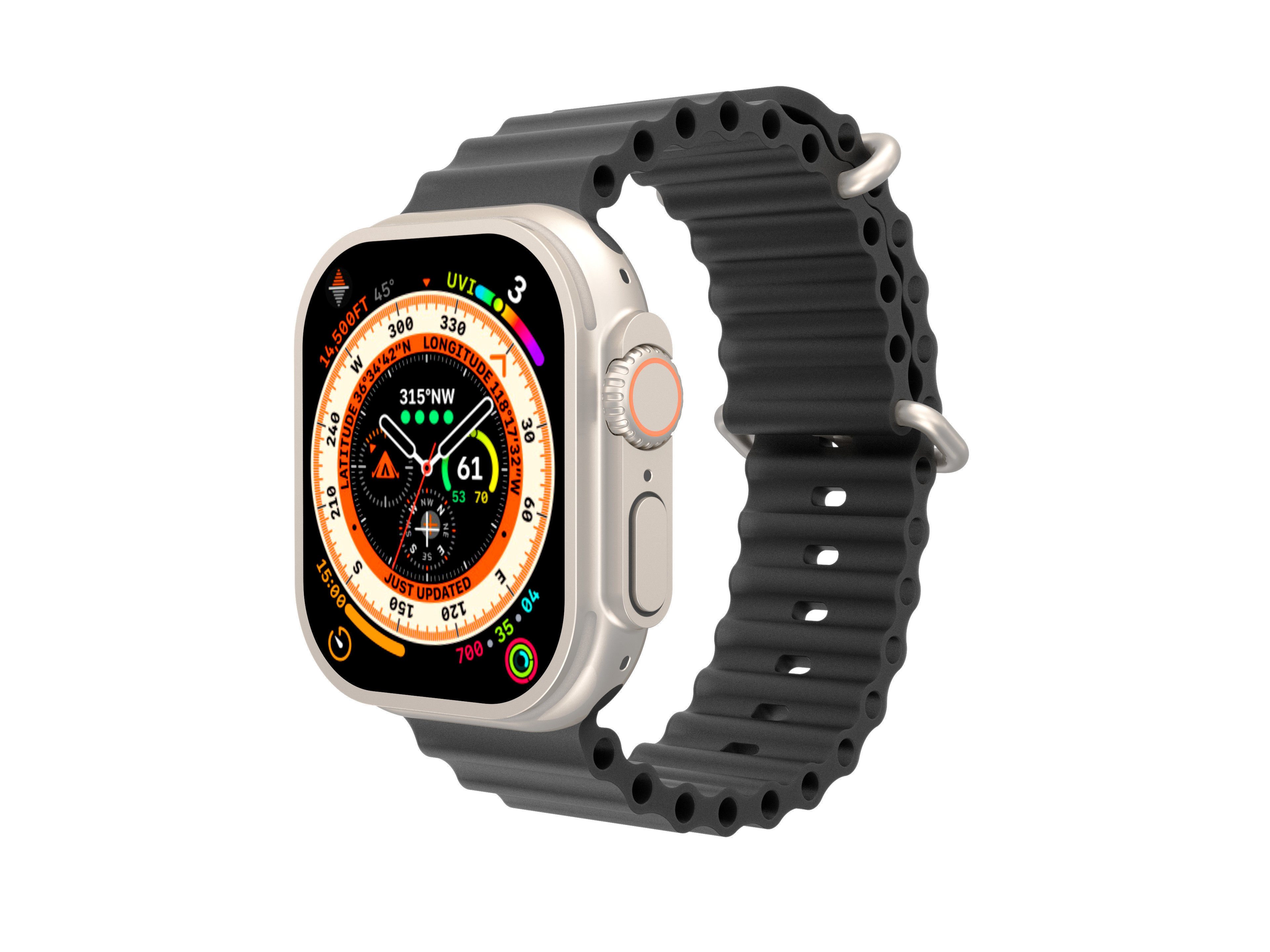 Apple Watch Ultra 49MM with Ocean Band model 3D model_2