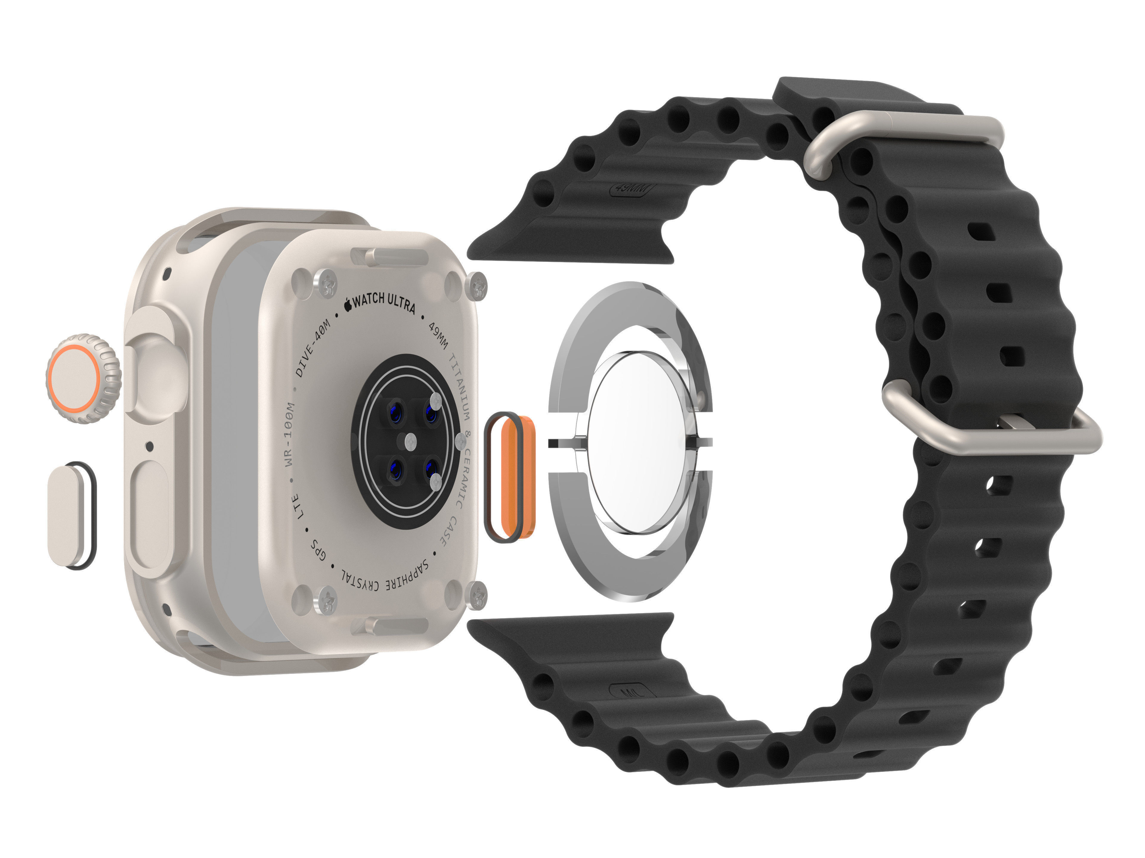 Apple Watch Ultra 49MM with Ocean Band model 3D model_4