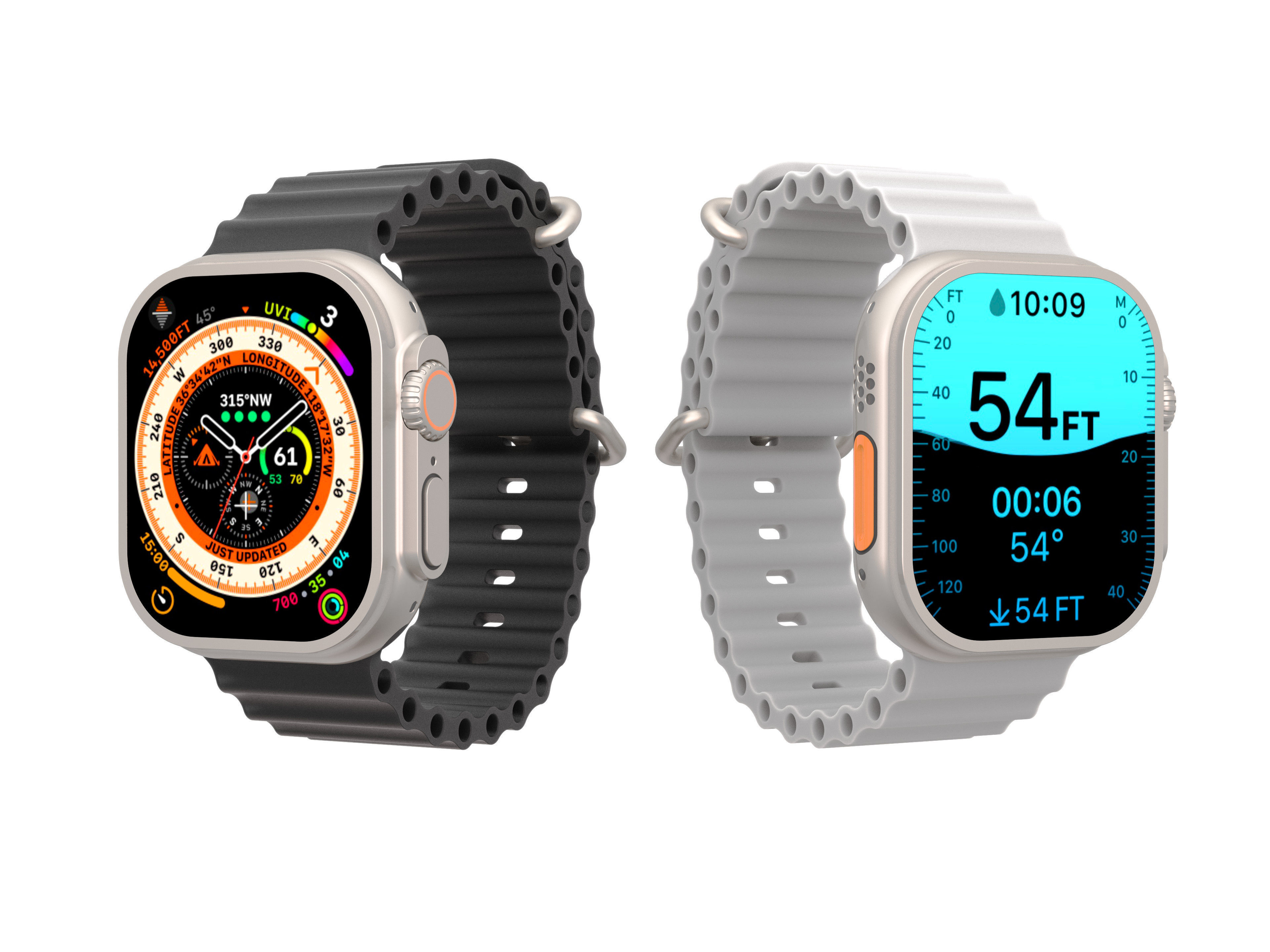Apple Watch Ultra 49MM with Ocean Band model 3D model_1