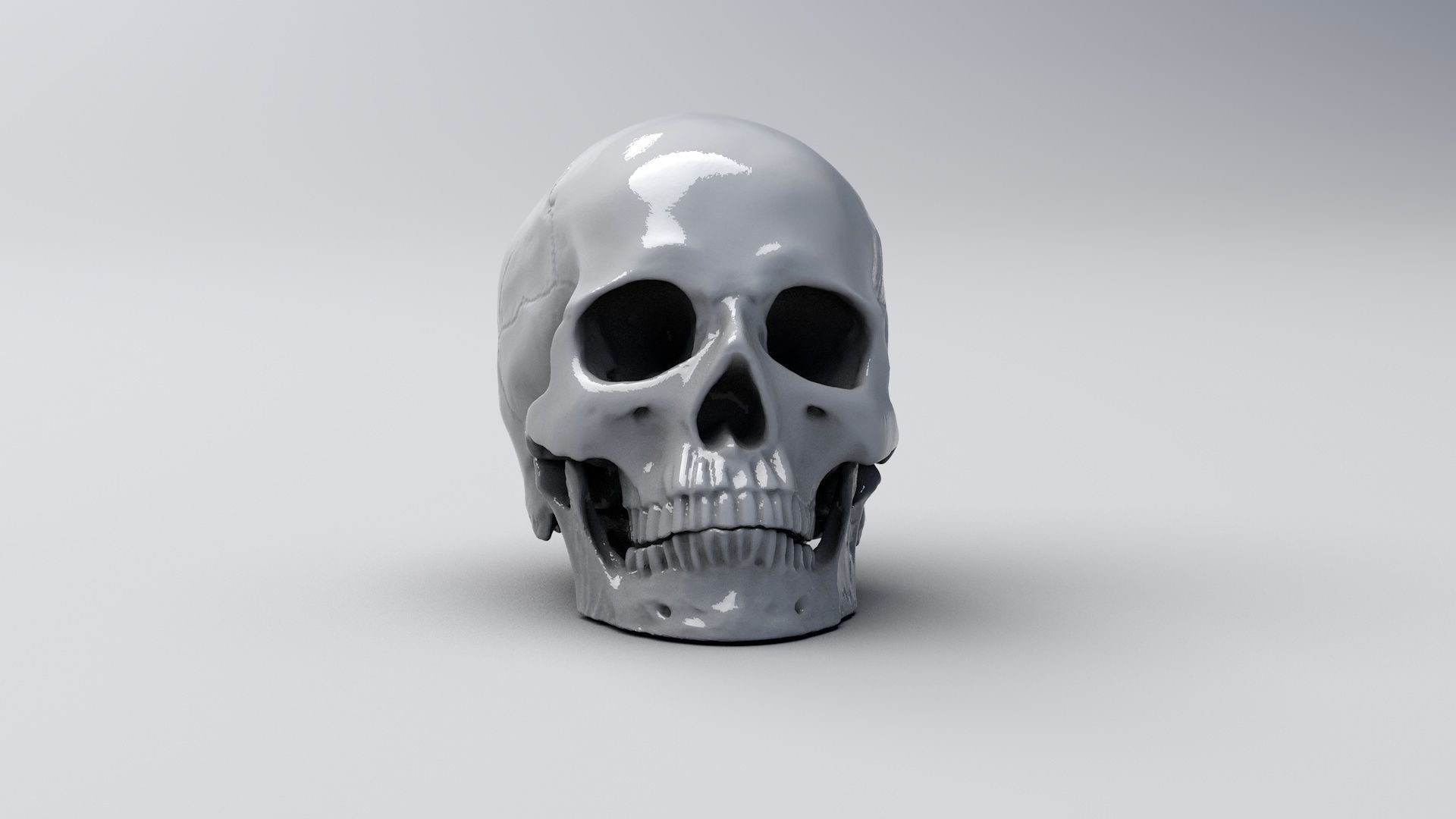 Realistic Skull human 3D print model_3