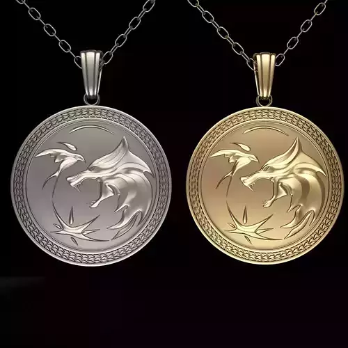 Necklace Wolf Pendant 03 Low-poly 3D model