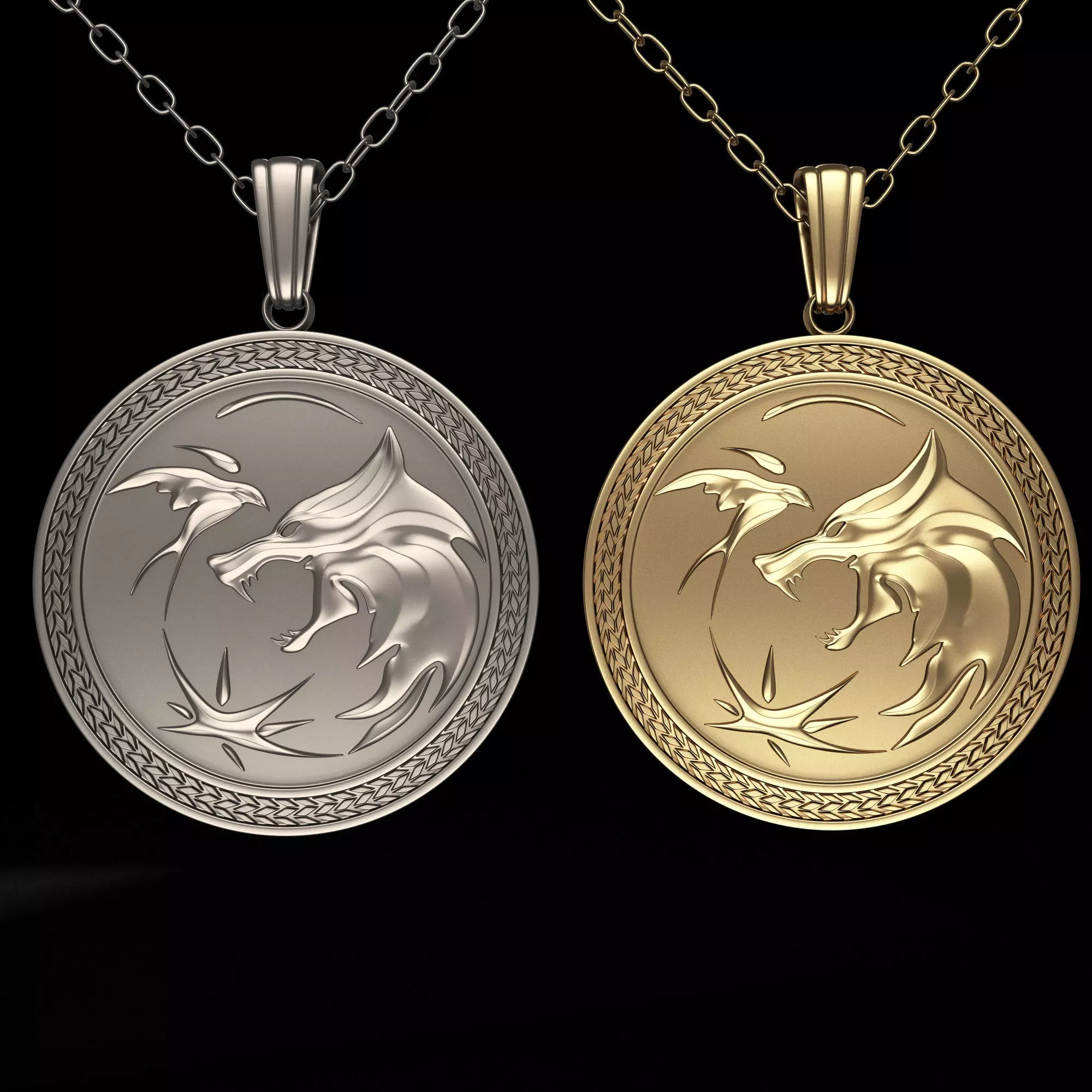 Necklace Wolf Pendant 03 Low-poly 3D model