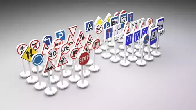 Toy Road Signs Set 3D model