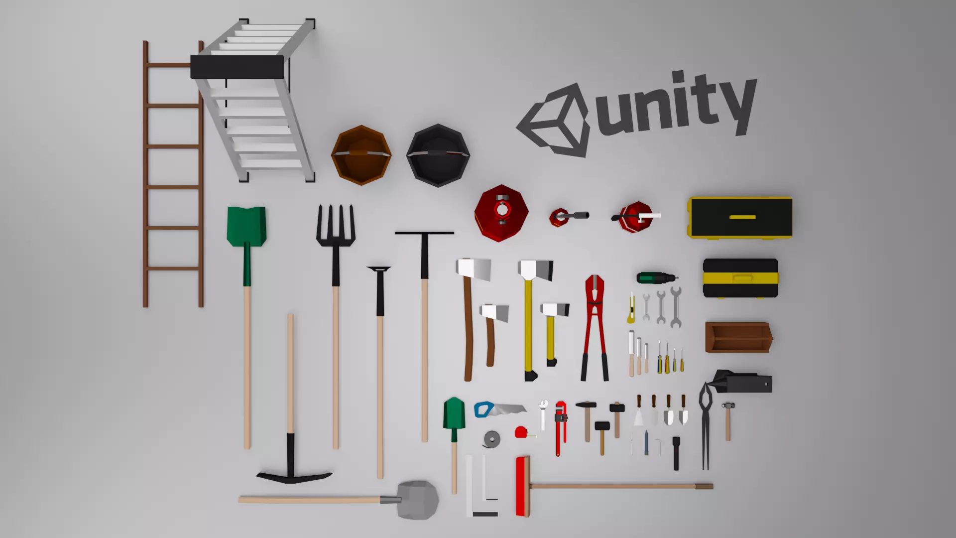 Tools Set Low-Poly 3D model