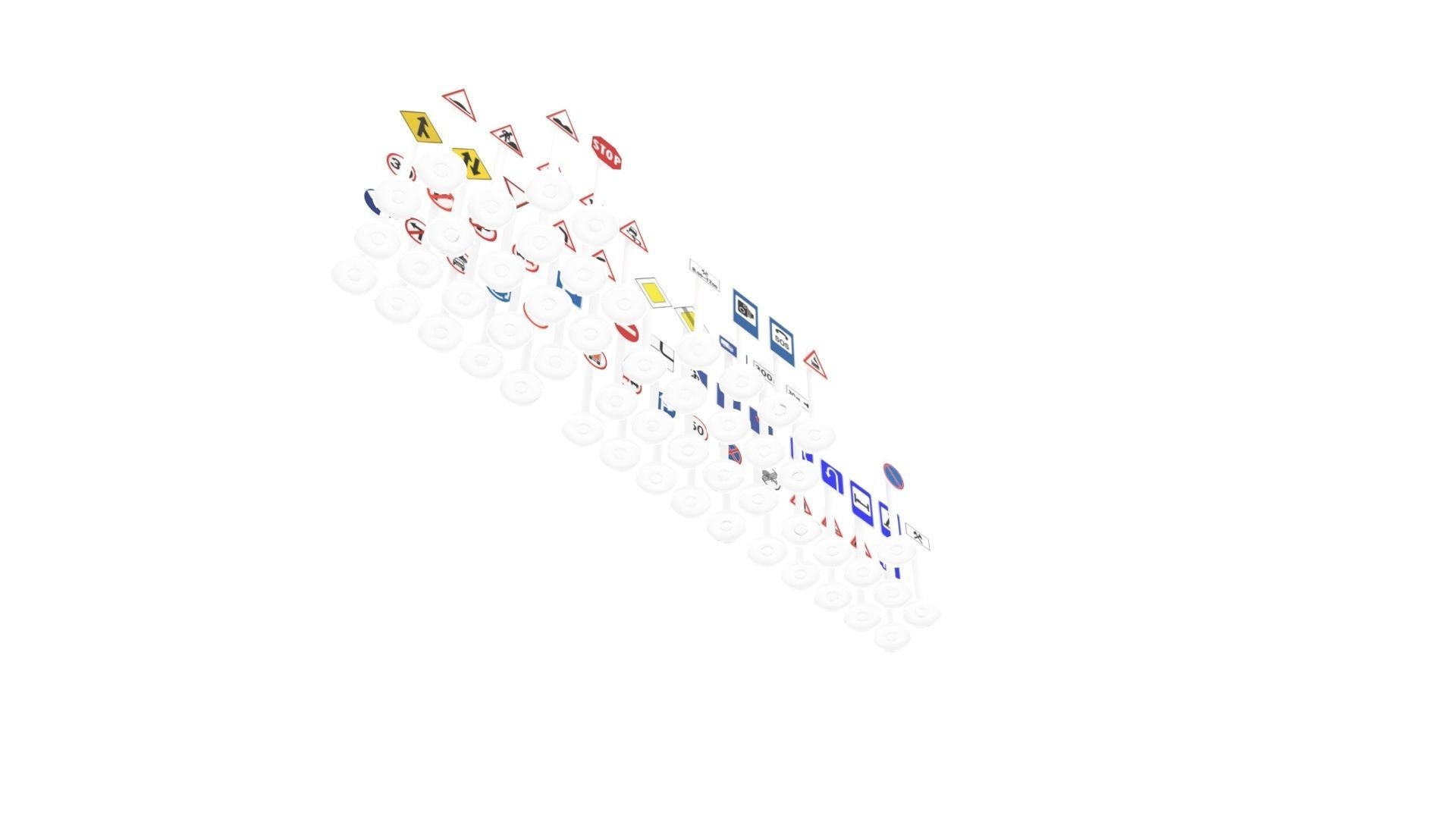 Lego Toy Road Signs Set 3D model_12