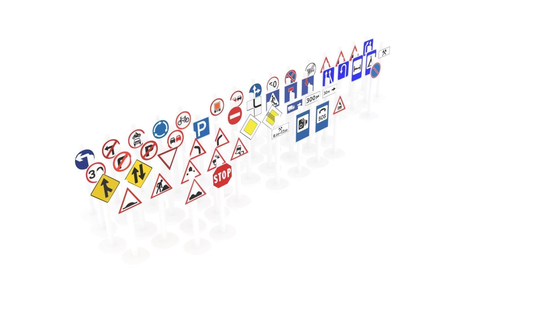 Lego Toy Road Signs Set 3D model_8