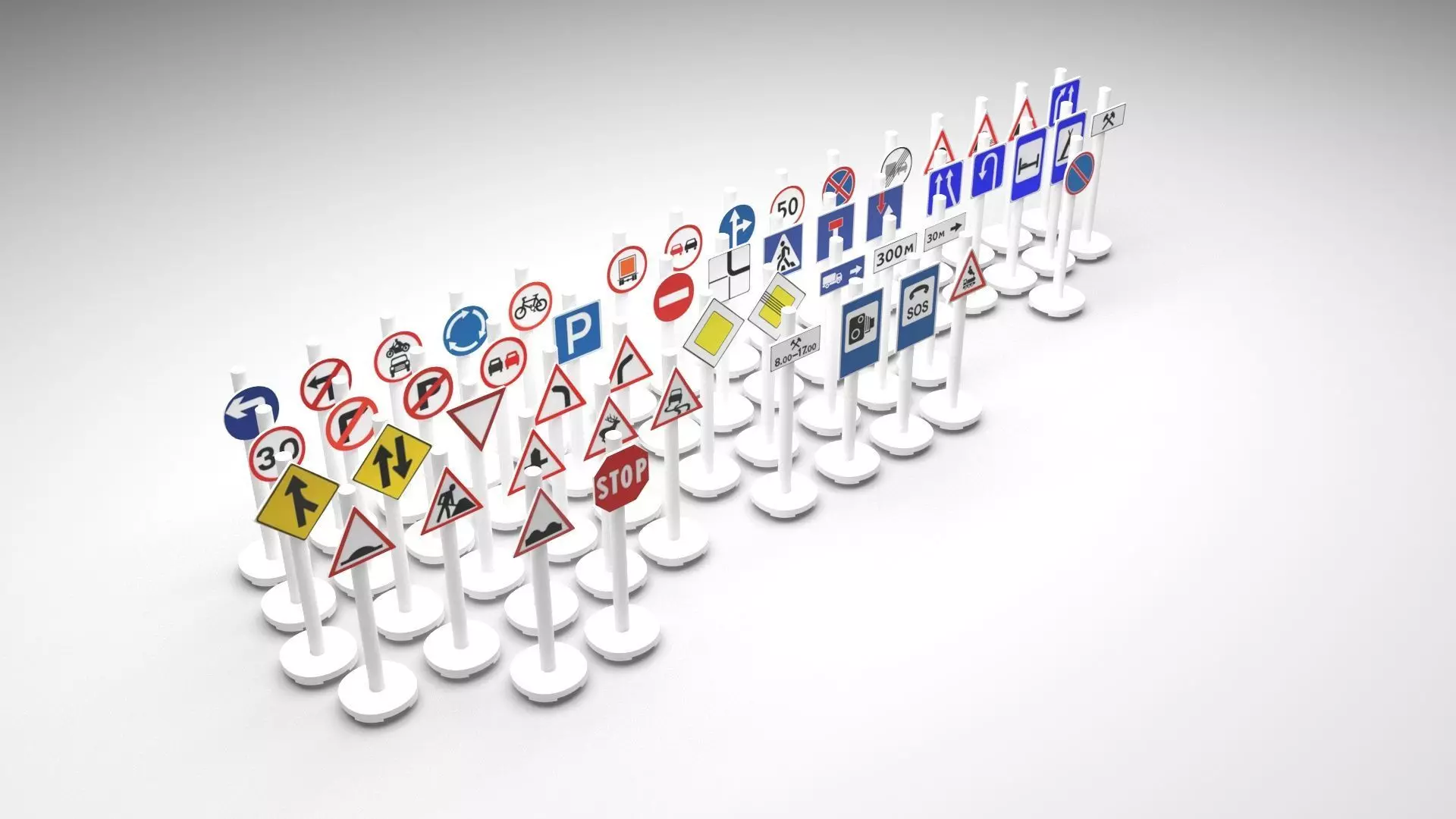 Lego Toy Road Signs Set 3D model_0