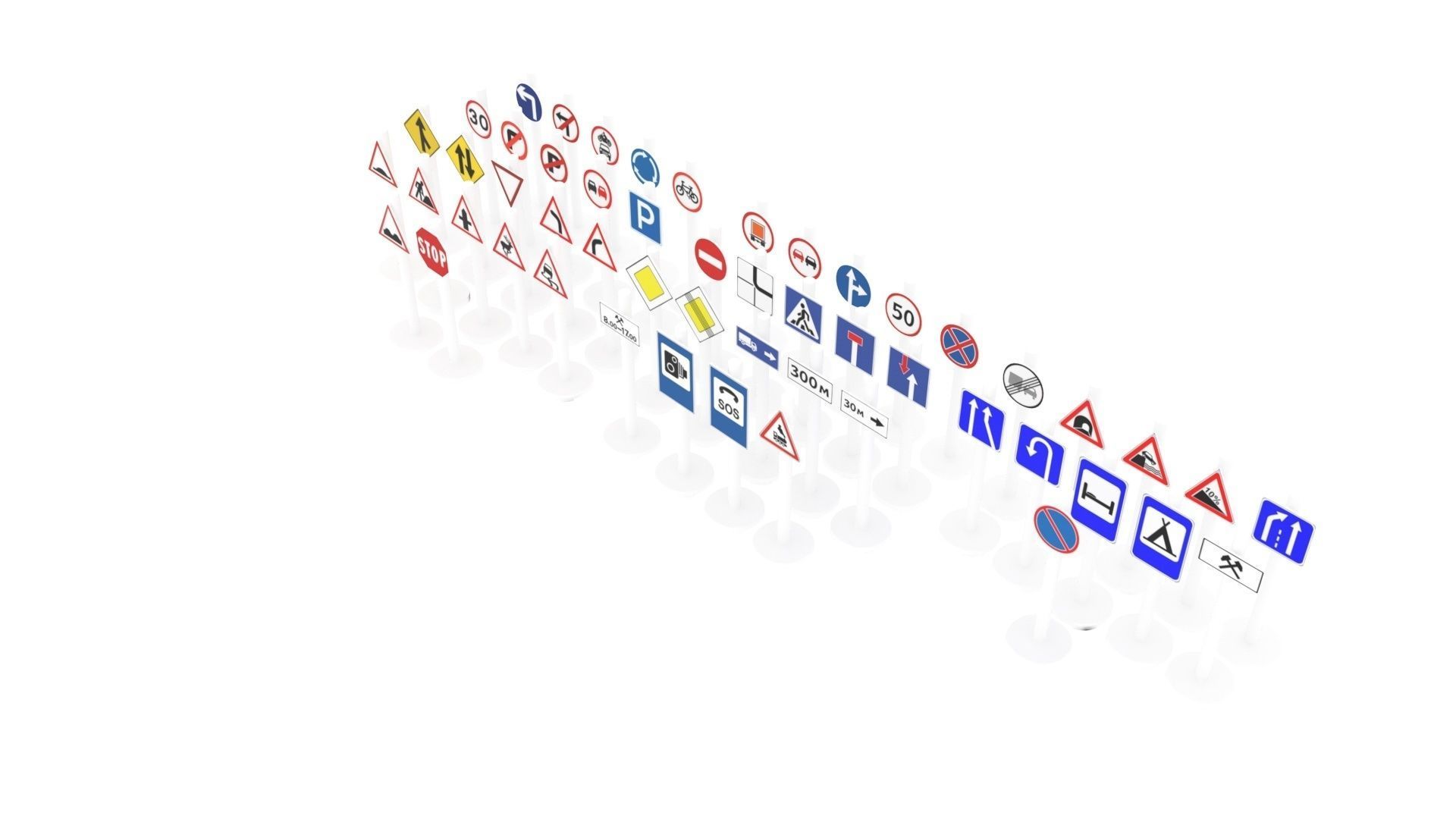 Lego Toy Road Signs Set 3D model_9