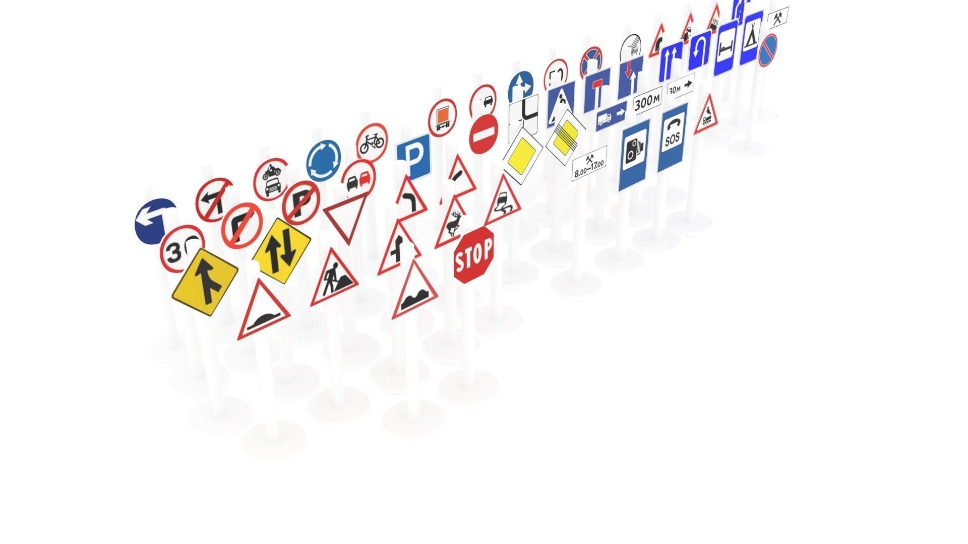 Lego Toy Road Signs Set 3D model_14