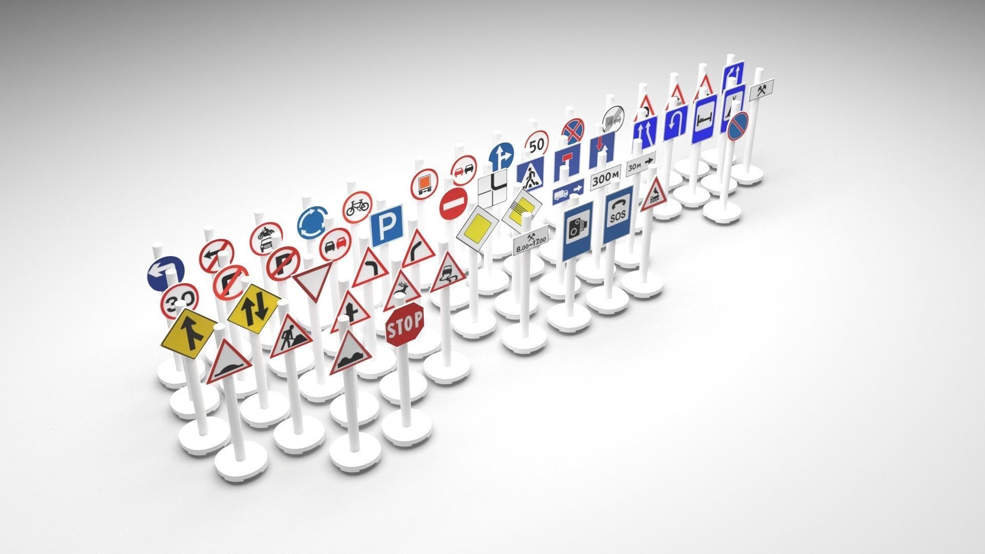 Lego Toy Road Signs Set 3D model_4