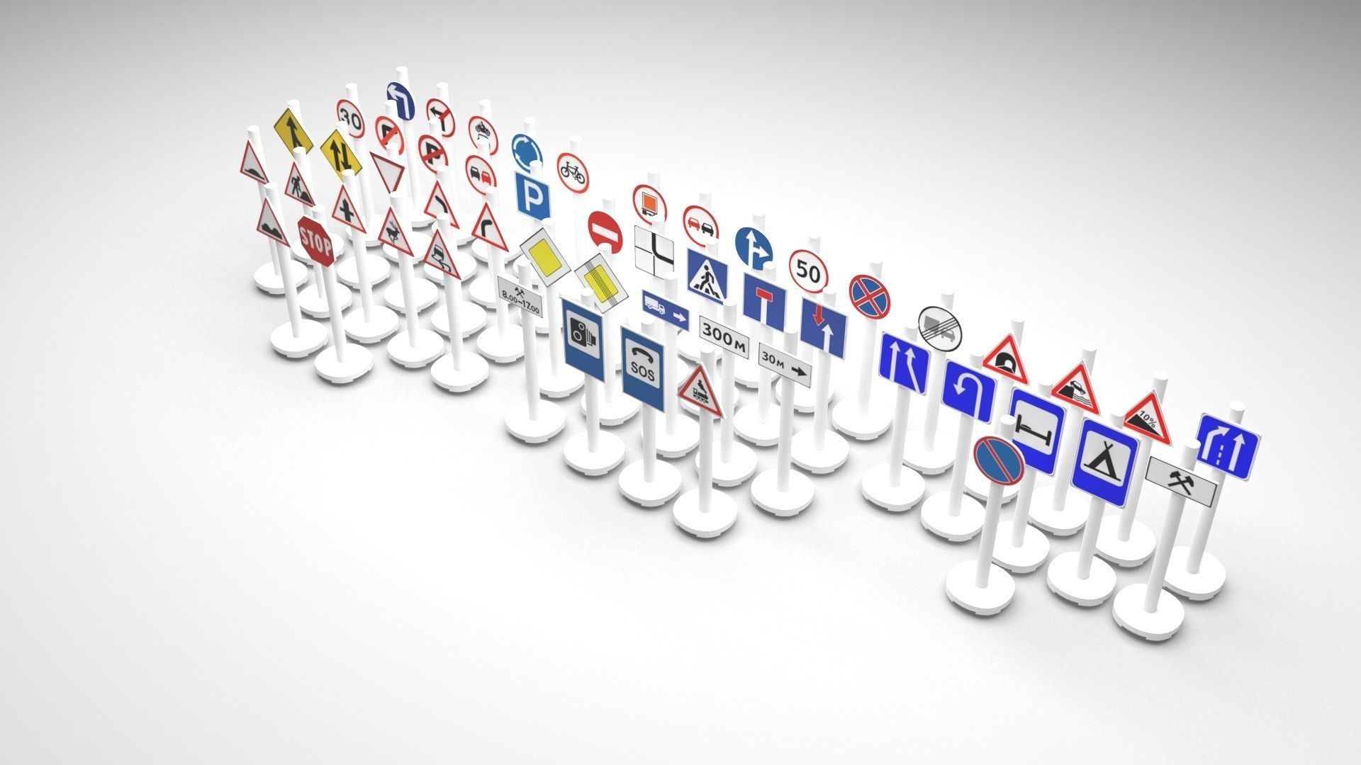 Lego Toy Road Signs Set 3D model_1