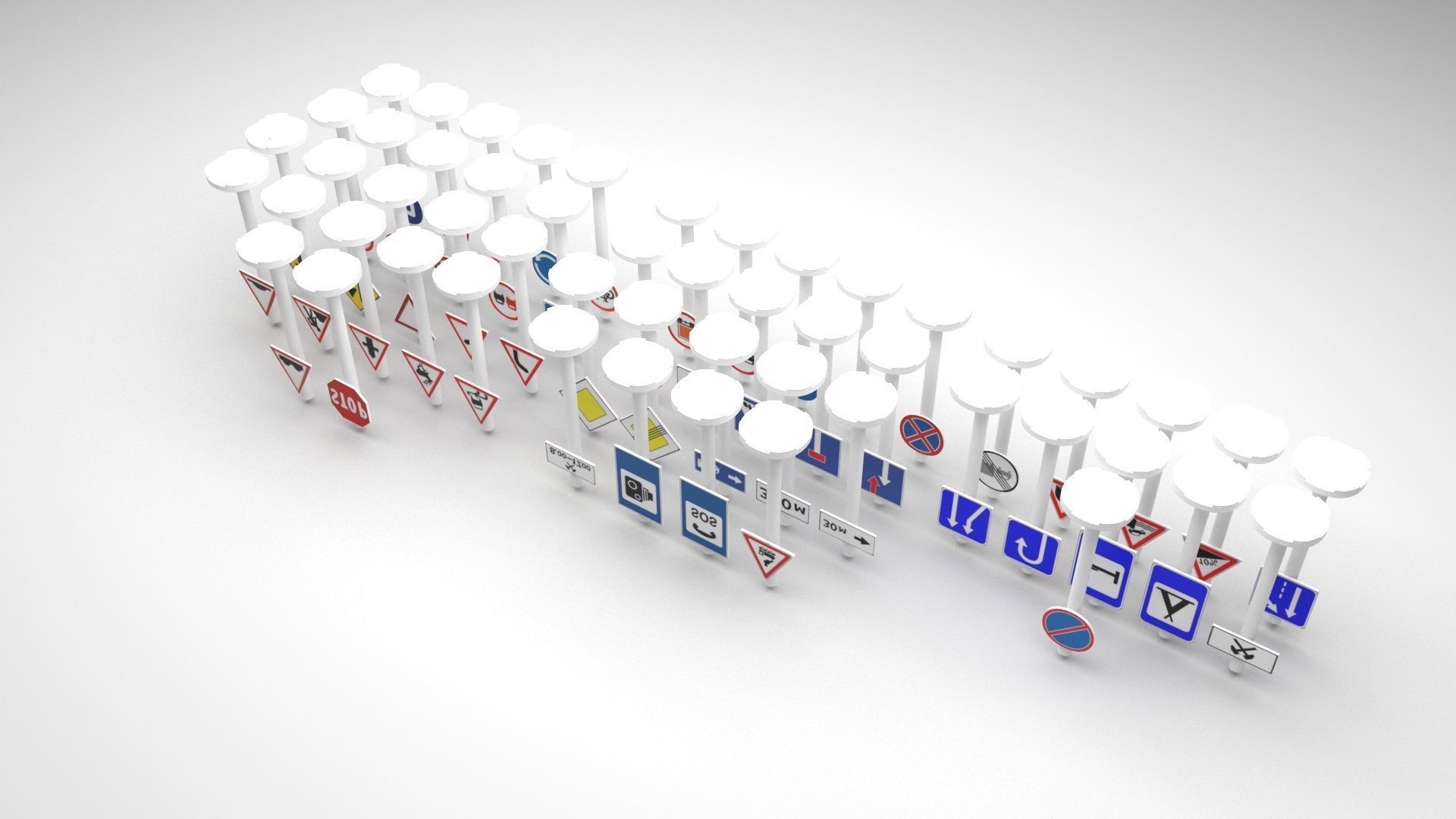 Lego Toy Road Signs Set 3D model_7