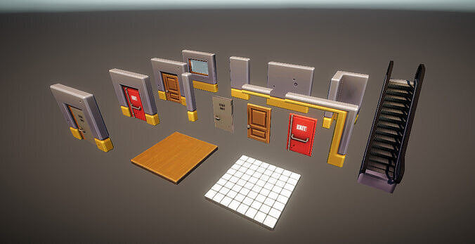 Stylized Modular Interior Pack - Low Poly PBR Game Assets Free low-poly 3D model