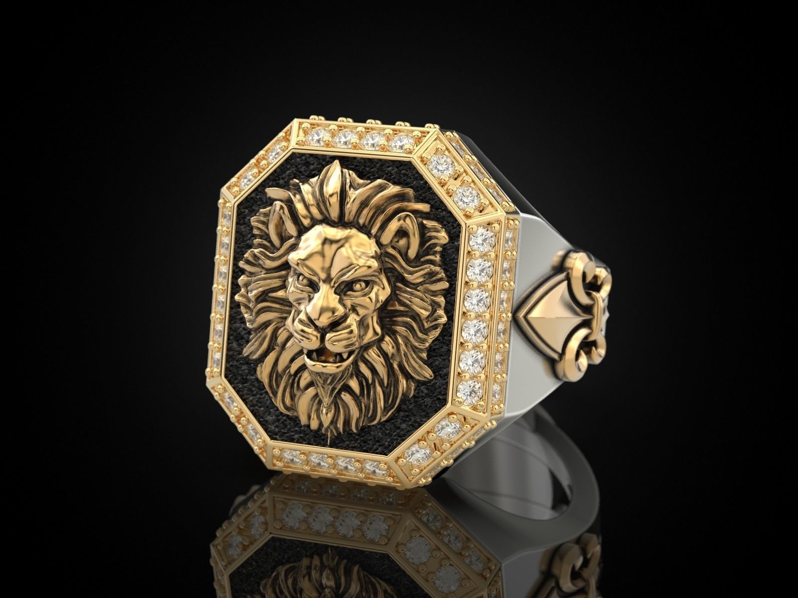 Rring with a lion and an all-seeing eye 3D print model_2