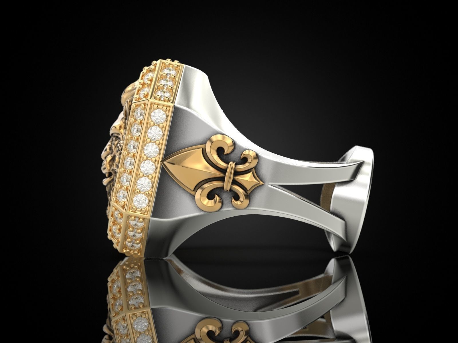 Rring with a lion and an all-seeing eye 3D print model_6