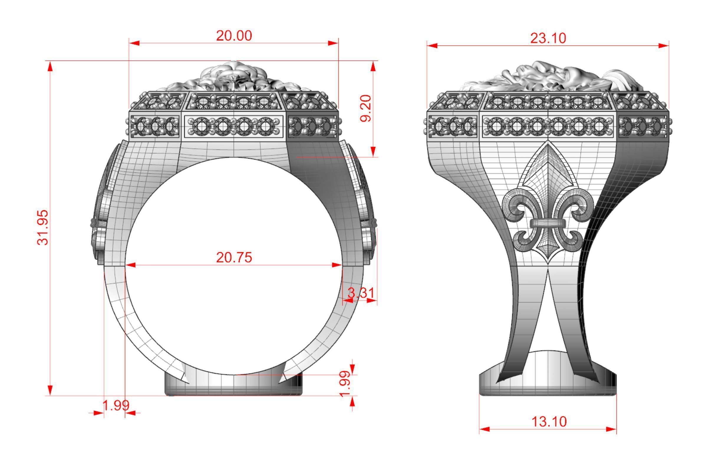 Rring with a lion and an all-seeing eye 3D print model_11
