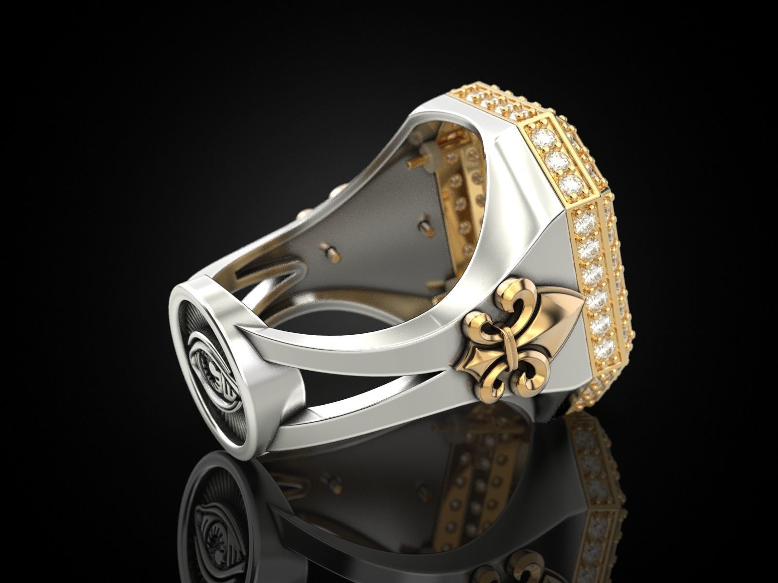 Rring with a lion and an all-seeing eye 3D print model_9