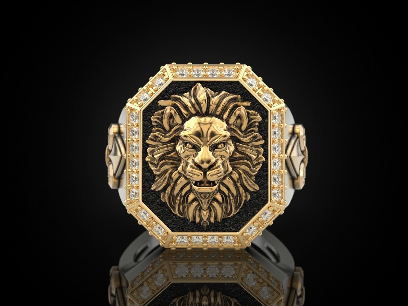 Rring with a lion and an all-seeing eye 3D print model_3