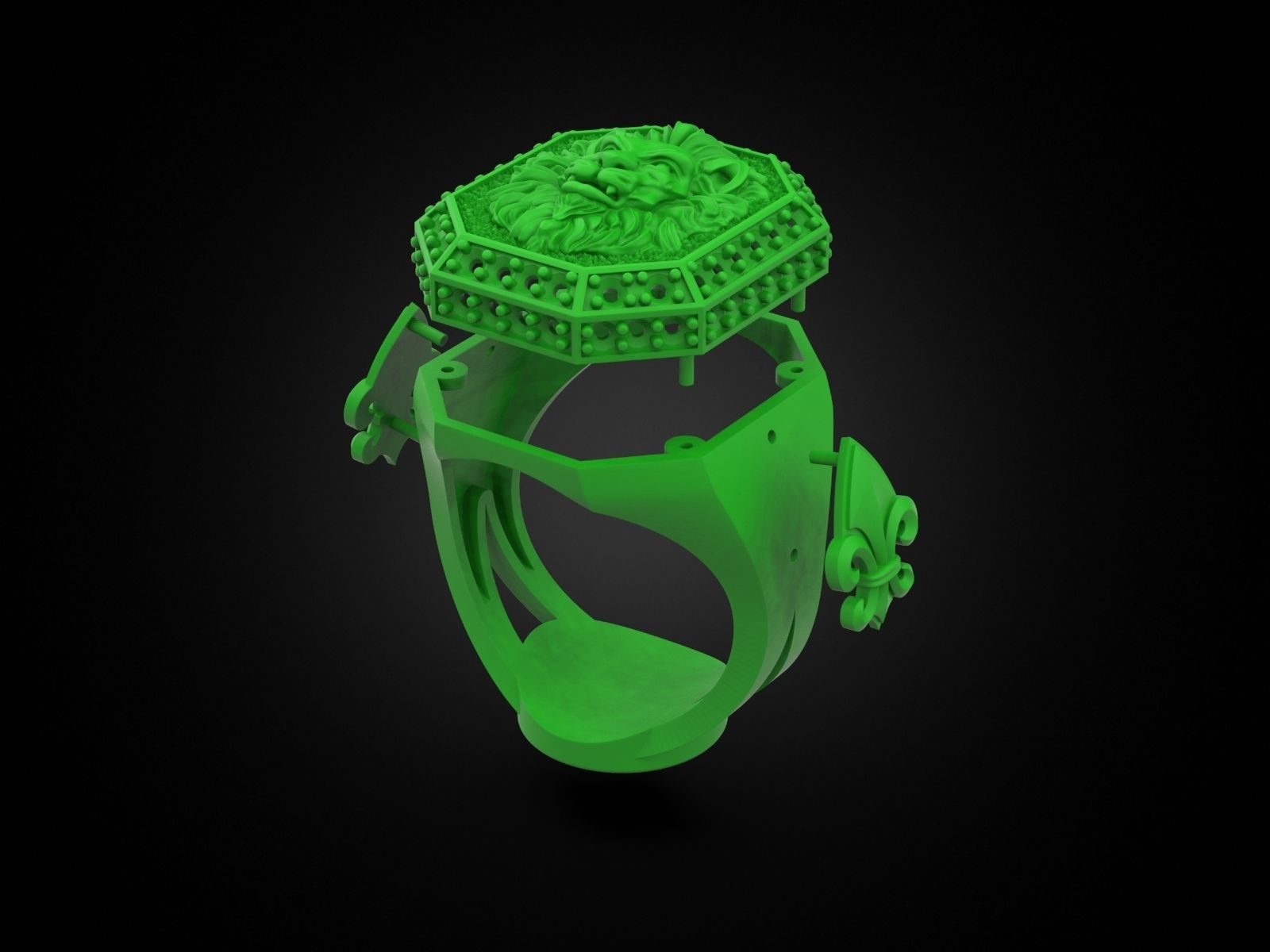 Rring with a lion and an all-seeing eye 3D print model_10