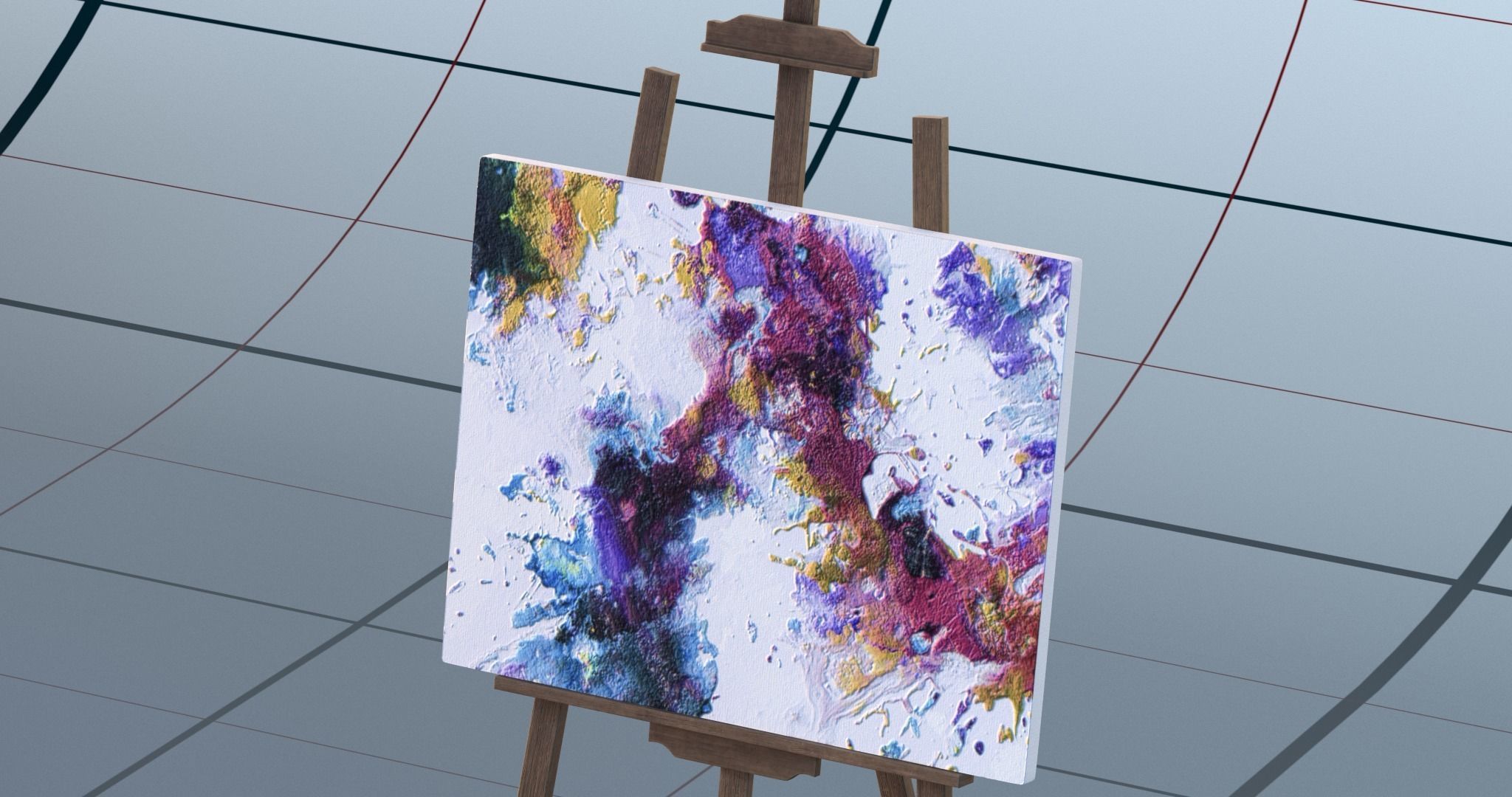 Canvas and easel 3 PBR 3D model_16