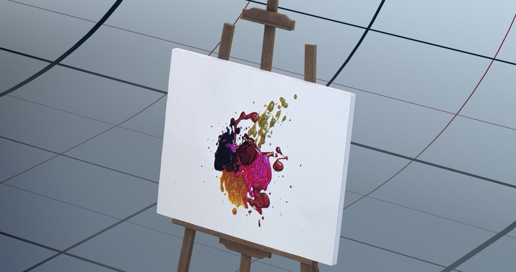 Canvas and easel 3 PBR 3D model_12