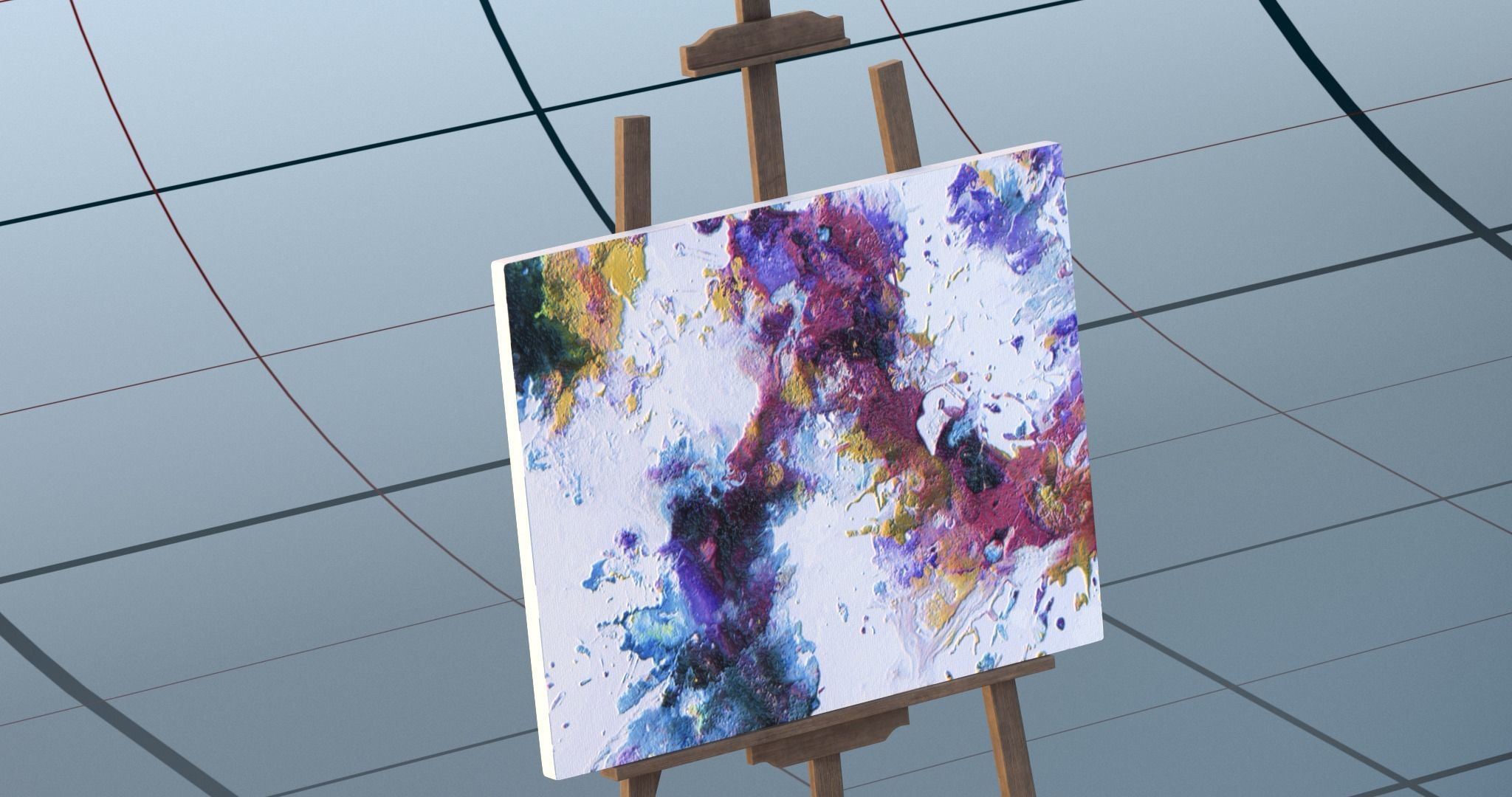 Canvas and easel 3 PBR 3D model_18
