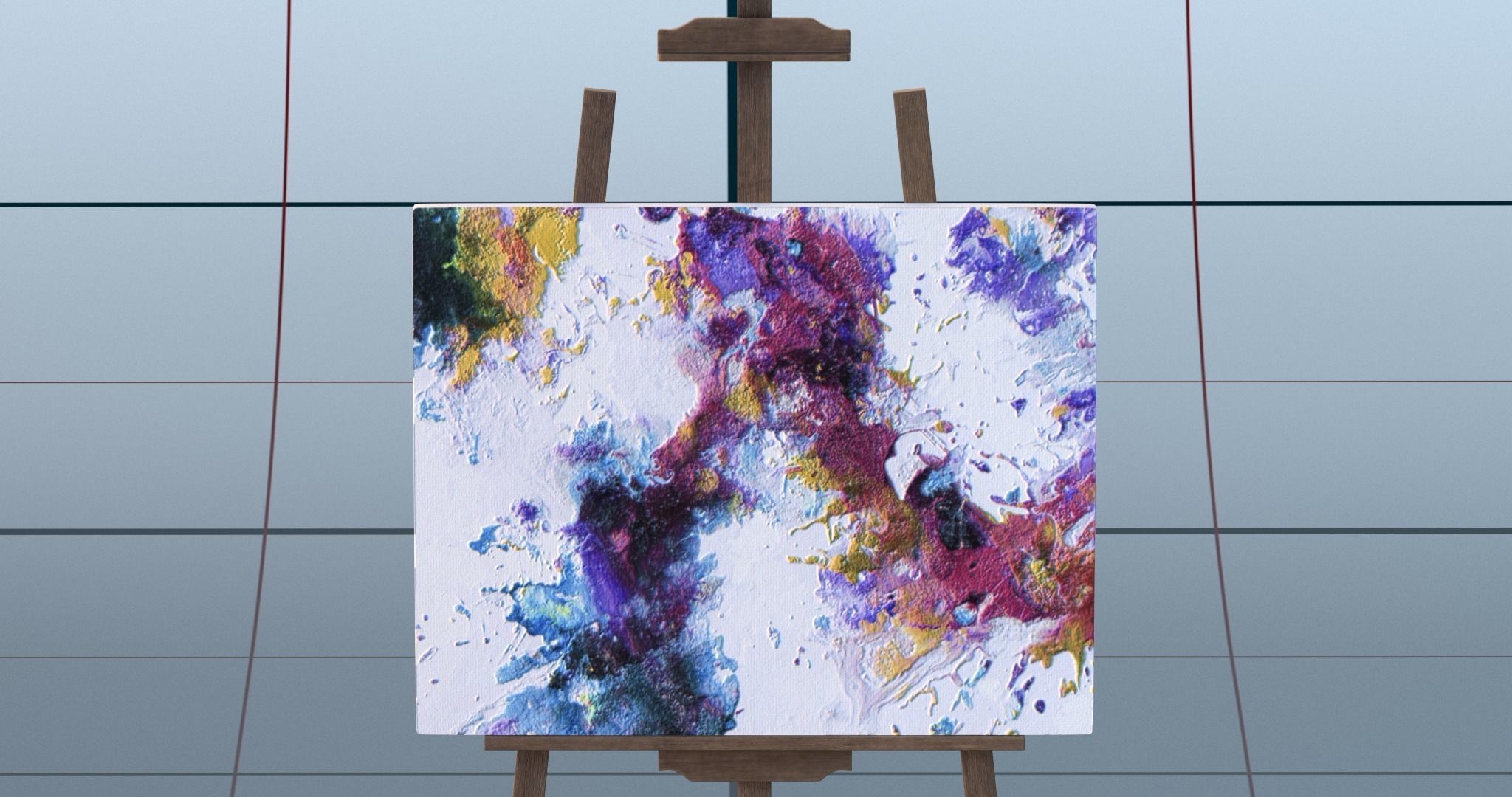 Canvas and easel 3 PBR 3D model_17