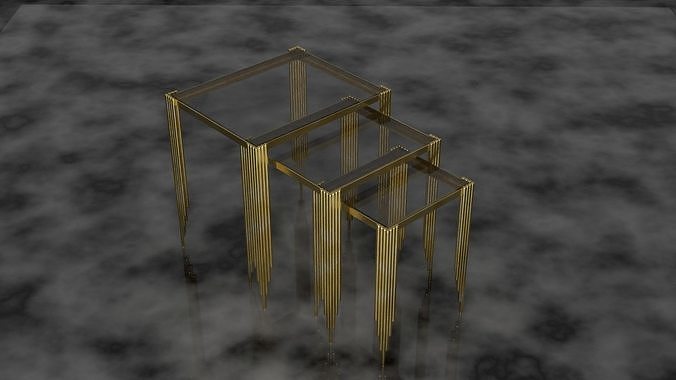 Azga 3 Pieces Gold Table Set 3D model