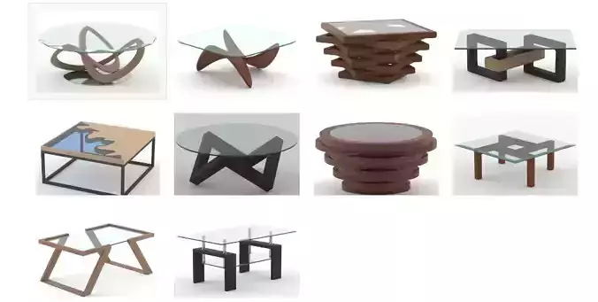 Collection of 10 coffee tables with 4K texture 