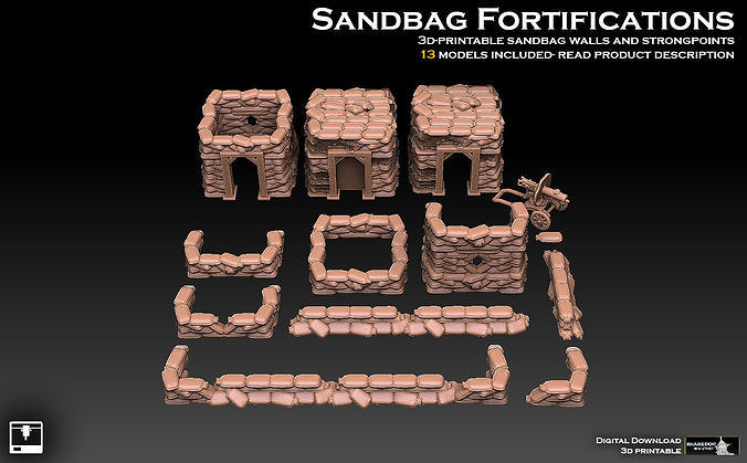 Sandbag Fortifications 3D print model