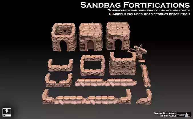 Sandbag Fortifications 3D print model