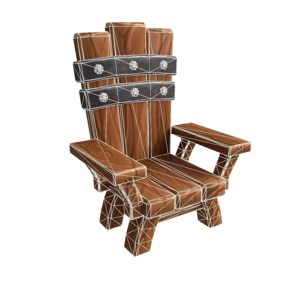 Chair throne stylized  Low-poly 3D model_19