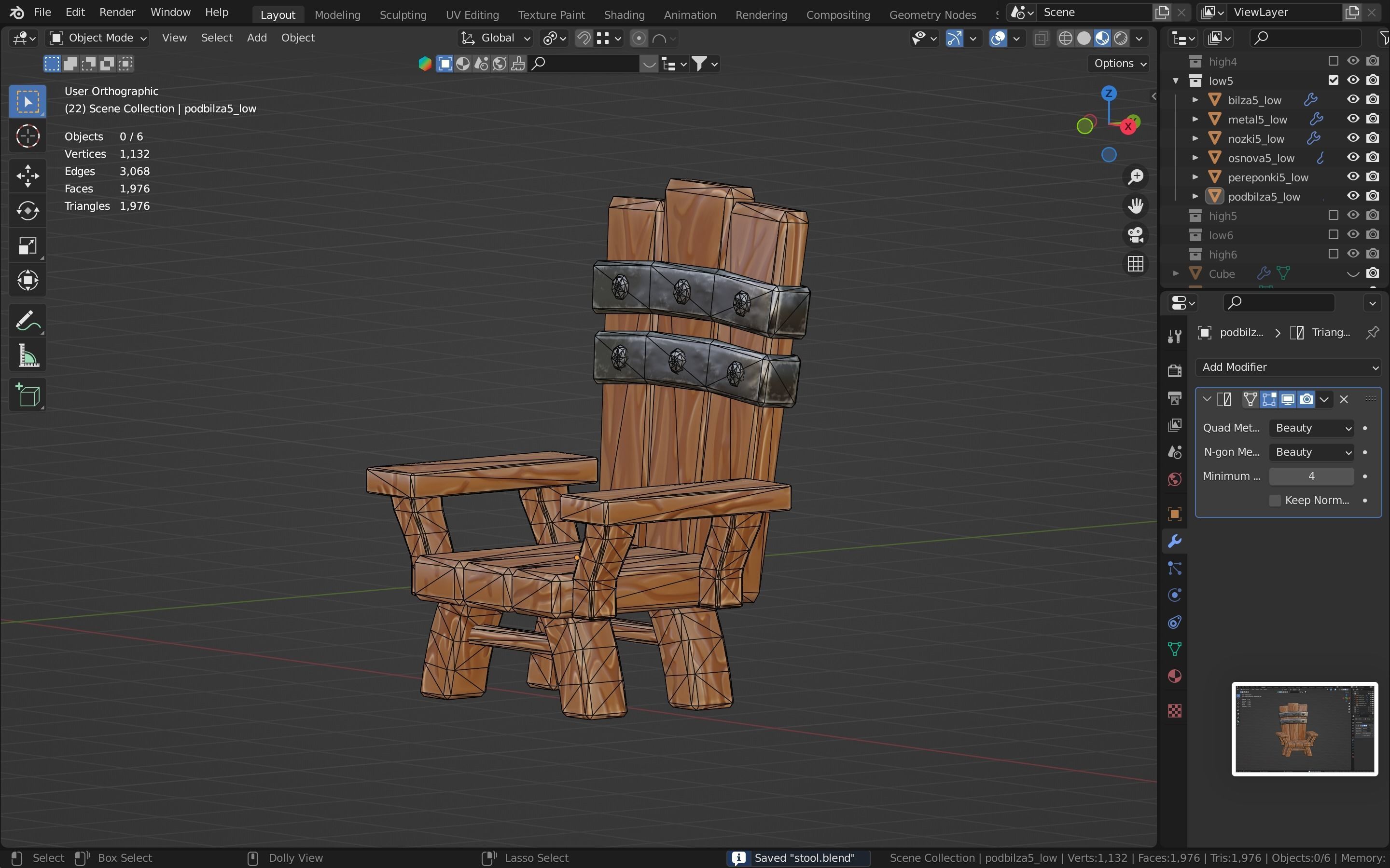 Chair throne stylized  Low-poly 3D model_29