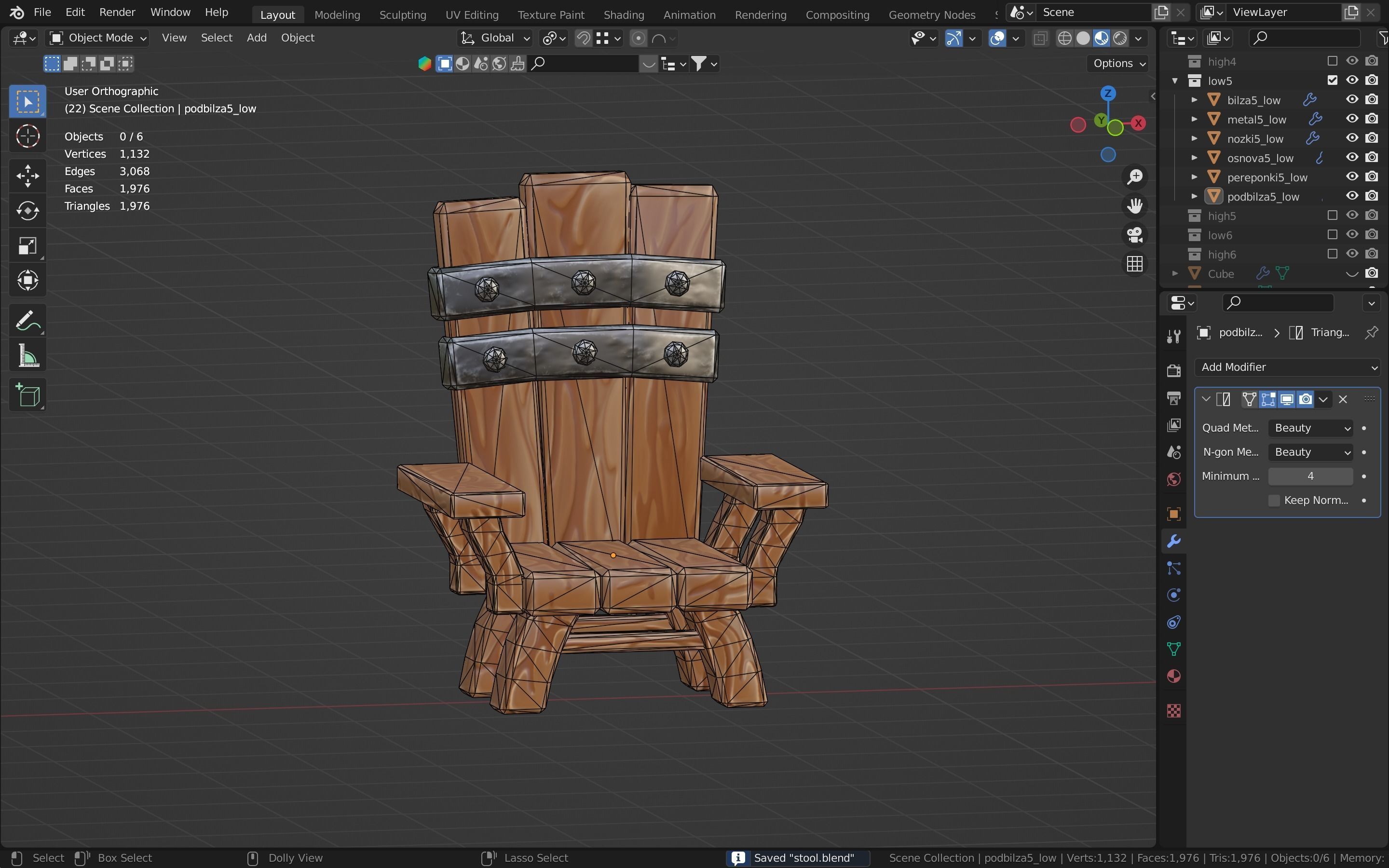 Chair throne stylized  Low-poly 3D model_31
