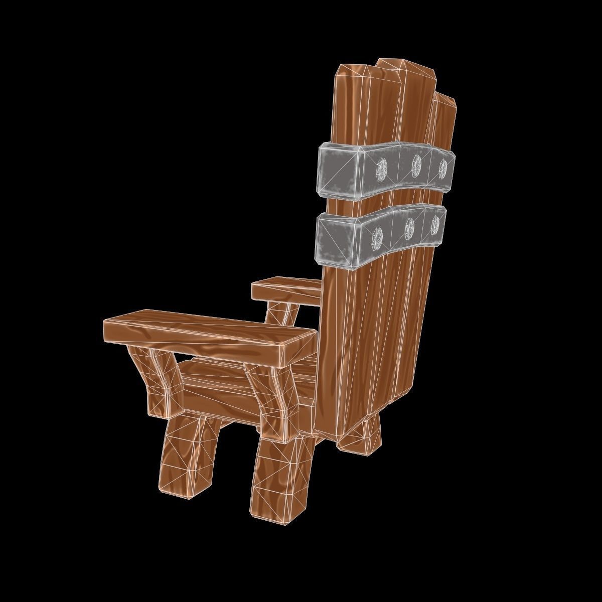Chair throne stylized  Low-poly 3D model_22