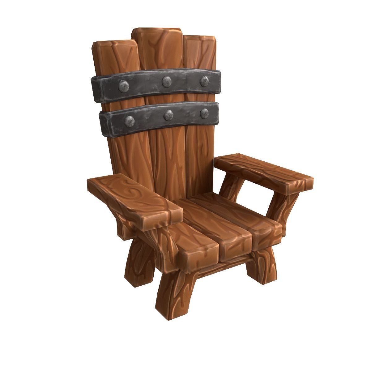 Chair throne stylized  Low-poly 3D model_6