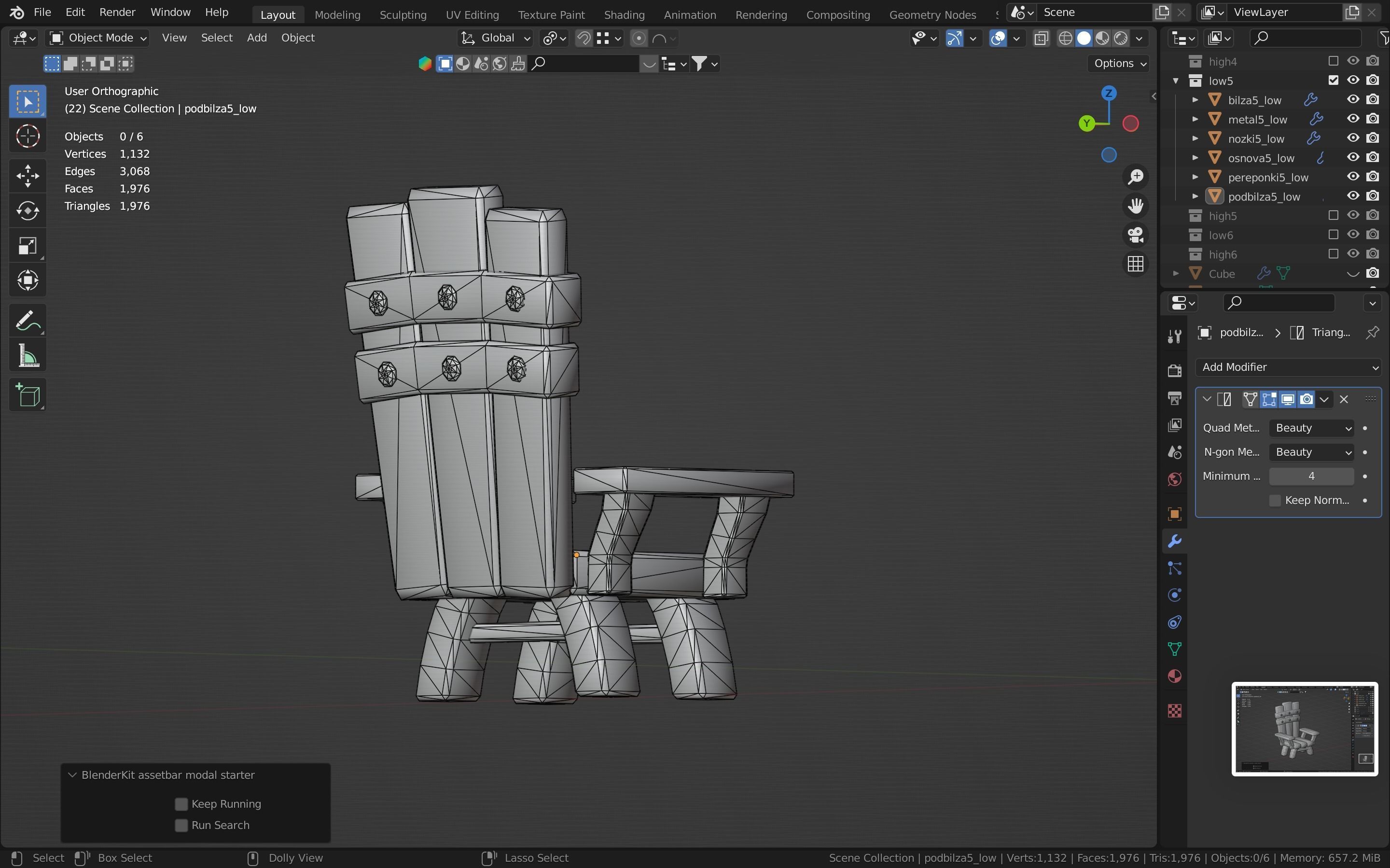 Chair throne stylized  Low-poly 3D model_28