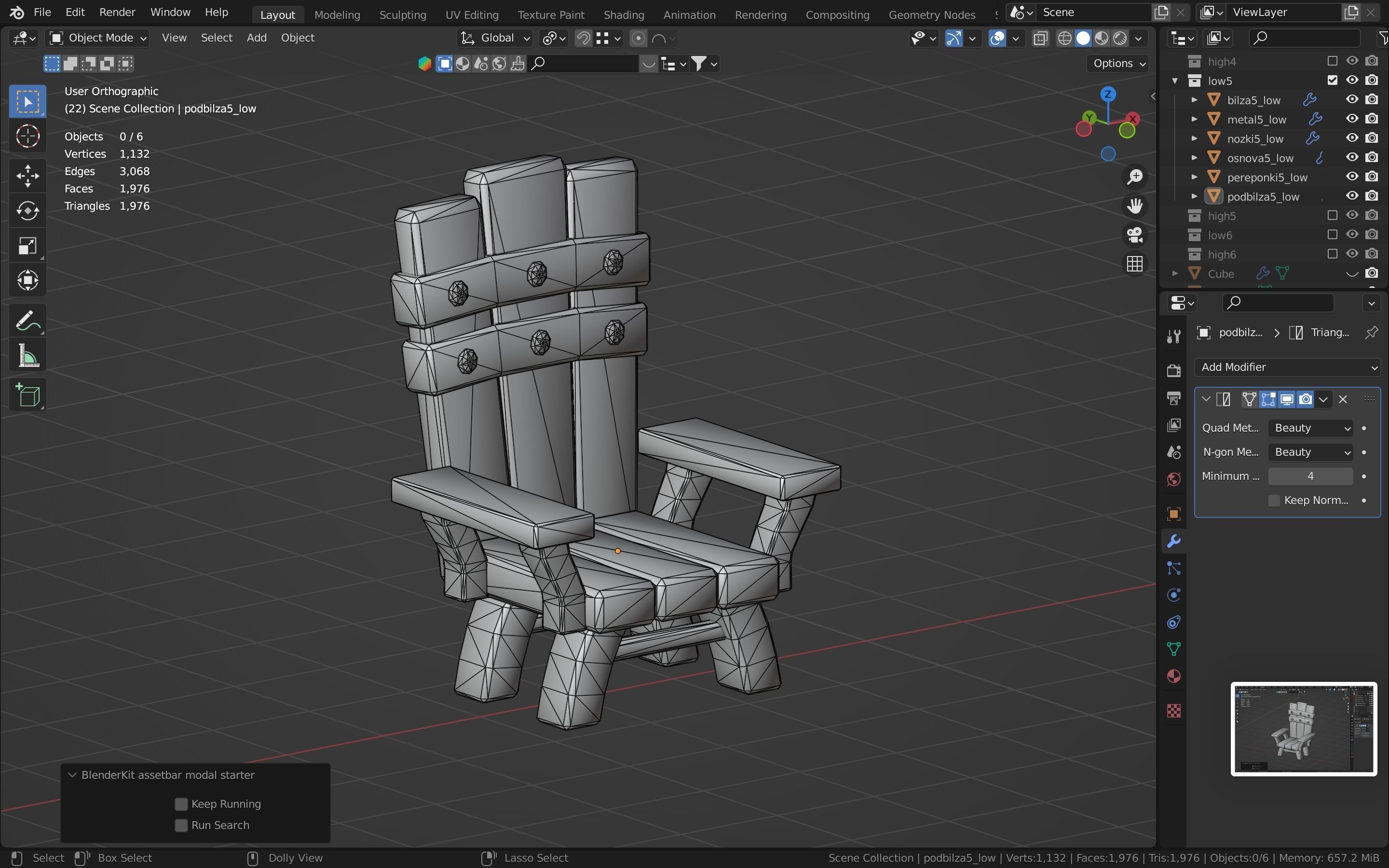 Chair throne stylized  Low-poly 3D model_27