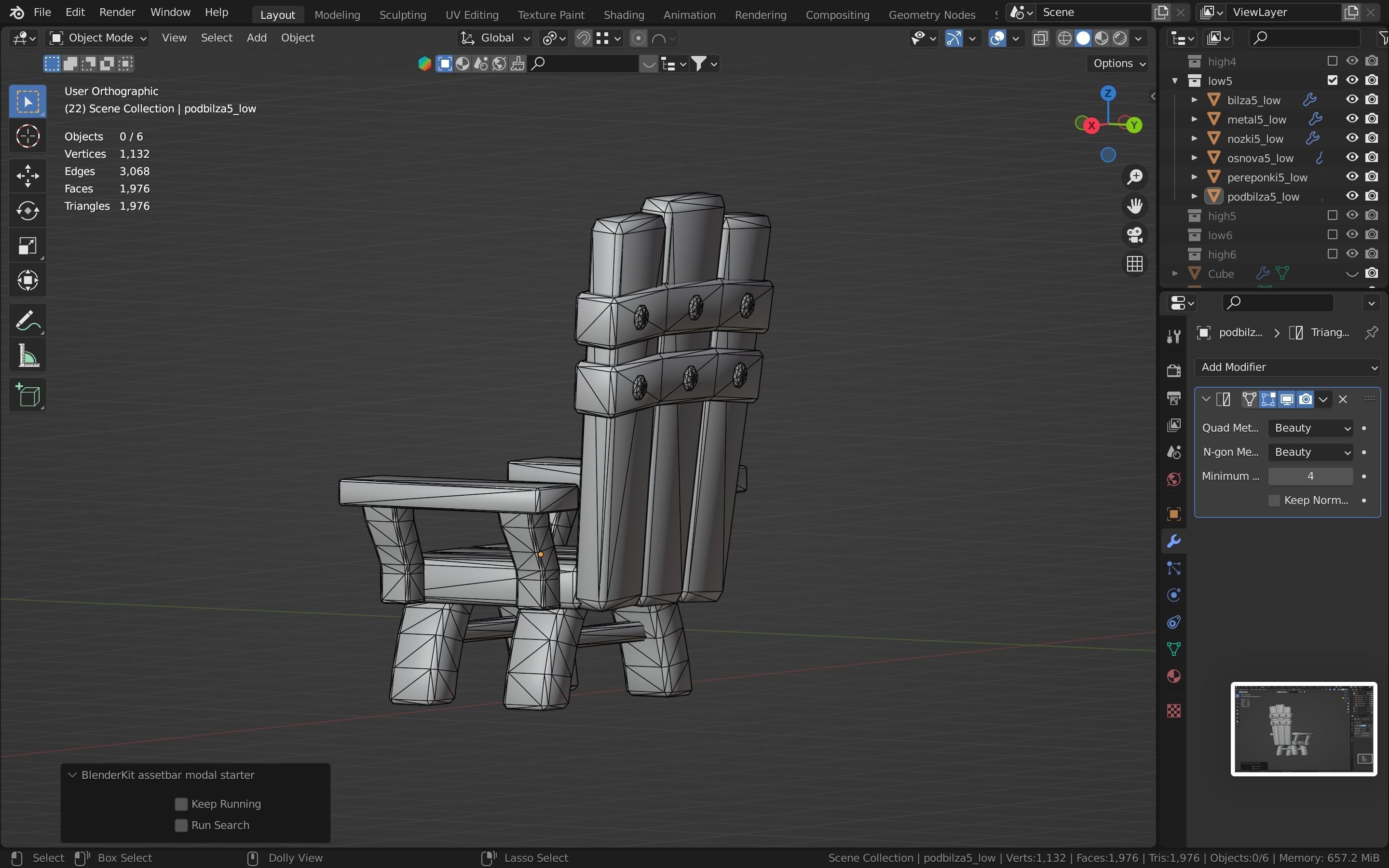 Chair throne stylized  Low-poly 3D model_23