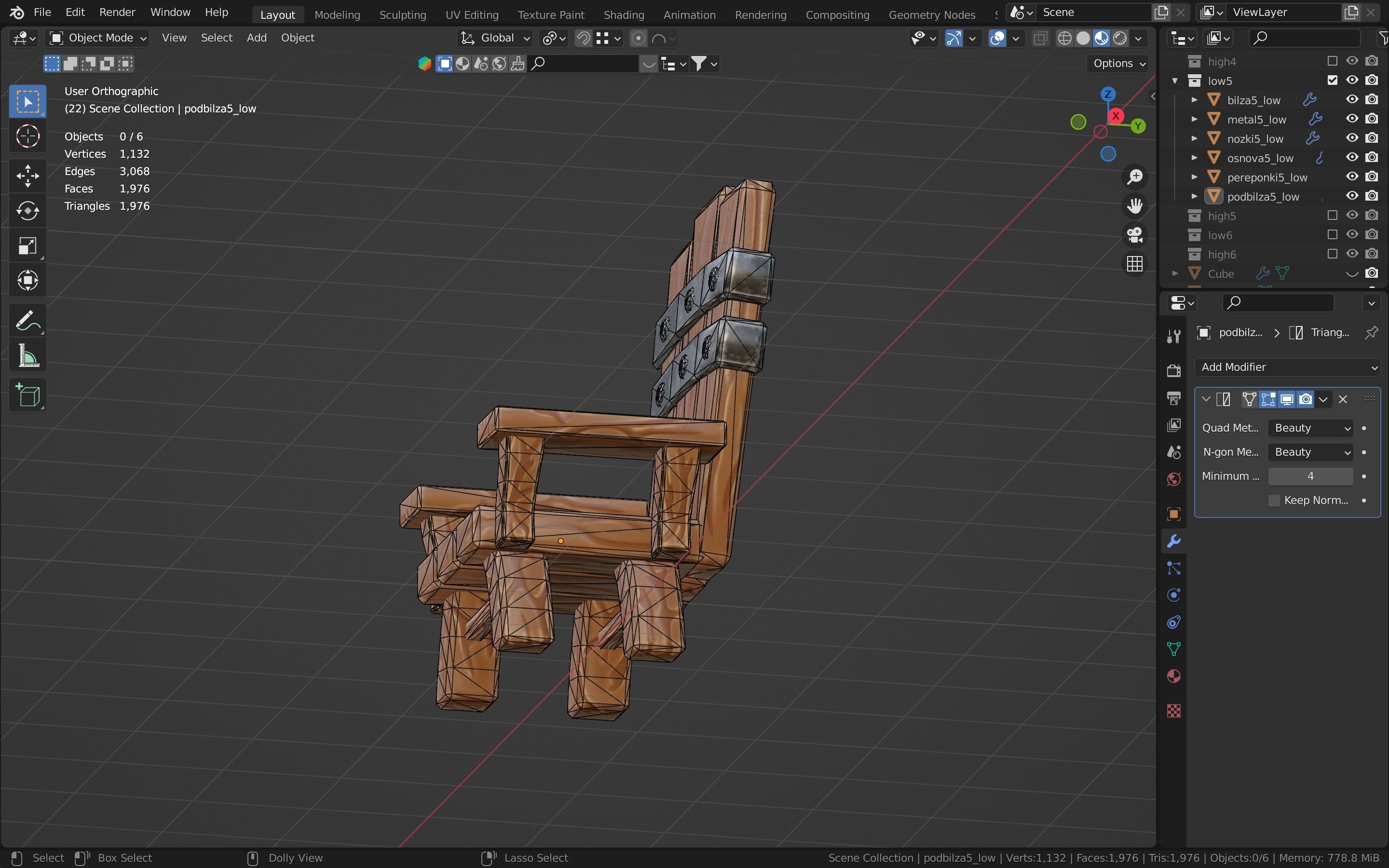 Chair throne stylized  Low-poly 3D model_30