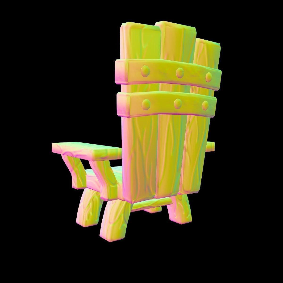 Chair throne stylized  Low-poly 3D model_25