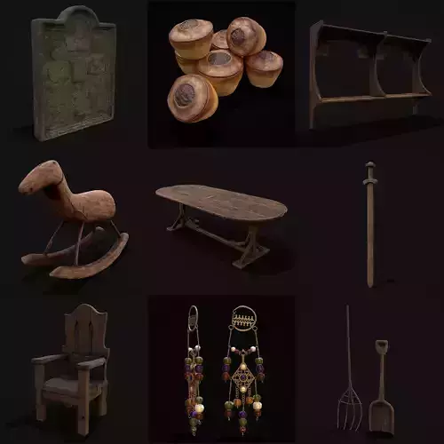 Medieval Prop Mix Fourteen 3D Model Collection