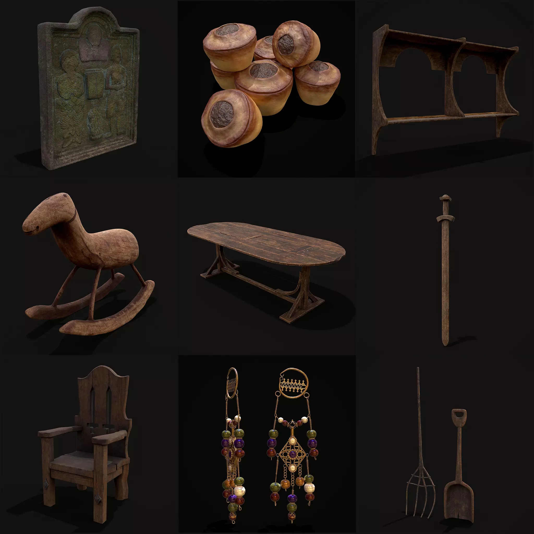 Medieval Prop Mix Fourteen 3D Model Collection_0