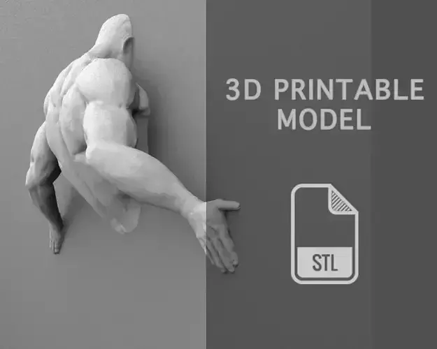 Wall Sculpture Man Pushing the Wall Printable 3D print model