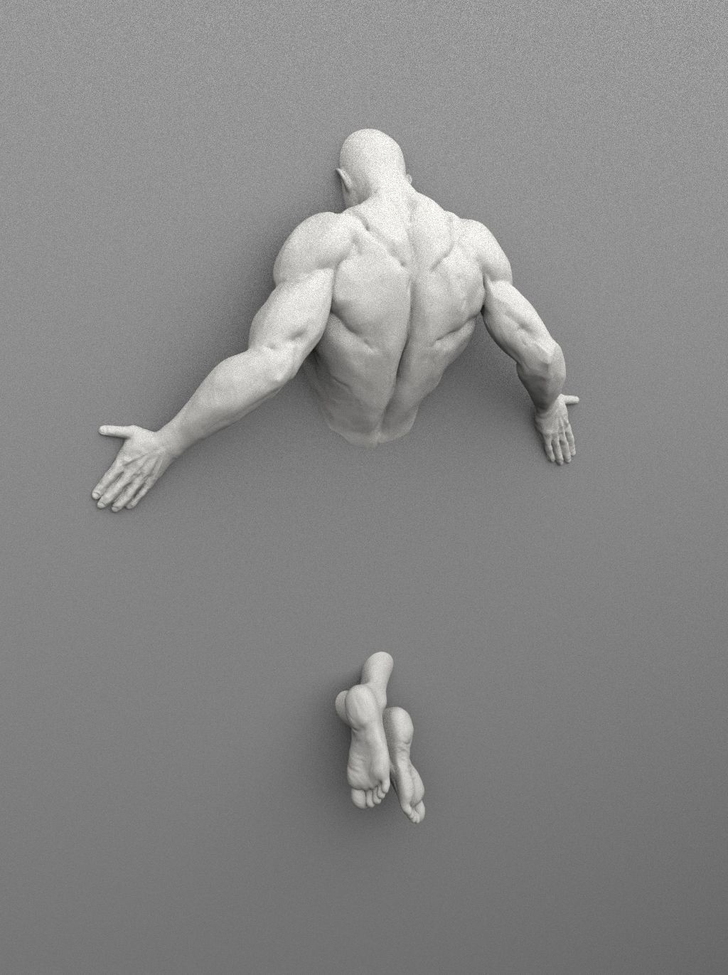 Wall Sculpture Man Pushing the Wall Printable 3D print model_2